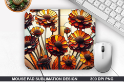Flowers Mouse Pad Sublimation, Autumn Mouse Pad PNG Design Product Image 1