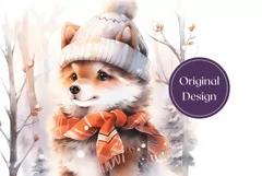 Christmas Tumbler Wrap, Watercolor Winter Dog Sublimation Product Image 2
