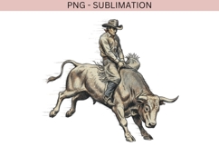 Vintage Rodeo Cowboy PNG | Bull Riding Western Clipart Product Image 2
