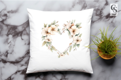 Neutral Floral Heart Wreath Clipart Sublimation PNG Product Image 2