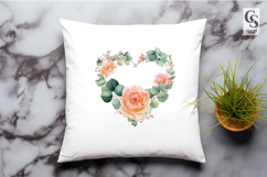 Sage Green Floral Heart Frame Clipart Sublimation PNG Product Image 2