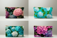 Hydrangea Flowers Cosmetic Bag, Floral Cosmetic Bag Print Product Image 2