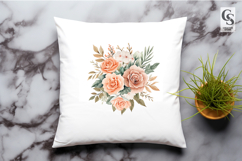 Watercolor Peach Floral Bouquet Clipart Sublimation PNG Product Image 3