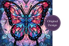Stained Glass Butterfly Tumbler Wrap, Butterfly Sublimation Product Image 2