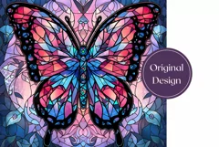 Stained Glass Butterfly Tumbler Wrap, Butterfly Sublimation Product Image 2