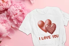 Love Hearts Illustration, I love You T-Shirt Sublimation PNG Product Image 2