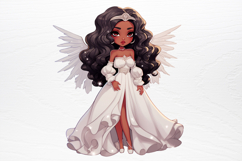 Christmas Black Angel Clipart Fashion Girl PNG Product Image 2