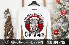 Merry Country Christmas Sublimation Design - Heifer PNG Product Image 2
