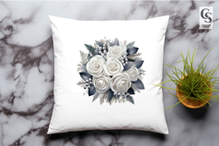 White Rose Floral Bouquet Clipart Sublimation PNG Product Image 3