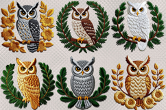 Owl Clipart | 12 Embroidery Designs - Owl on a Branch, PNG Product Image 3