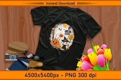 Cute Witch and Ghost Halloween Scene PNG Sublimation Product Image 2