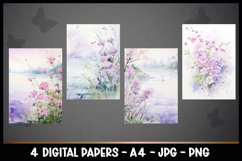 4 Pastel Landscape Digital Papers I Junk Journal Pages Product Image 2