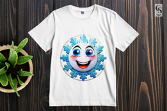 Smiling Snowflake Face Clipart Sublimation PNG Product Image 2