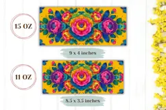 Floral Mug Design, Colorful Flowers Mug PNG, Neon Flowers Product Image 2