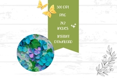 Blue Hydrangea Round Earrings Sublimation PNG Product Image 2