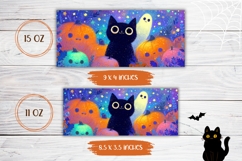 Halloween Black Cat Mug Design, Kawaii Pumpkins Coffee Mug Product Image 2