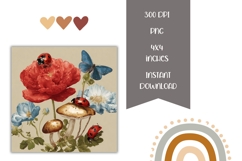Floral Square Coasters, Birds Square Coaster Template Product Image 2