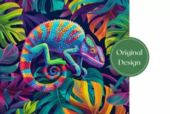 Chameleon Tumbler Design, Neon Tropical Leaves Tumbler Wrap Product Image 2