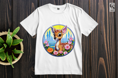 Fawn Deer and Flower Clipart Sublimation Png Product Image 2
