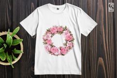 Pink Rose Floral Wreath Clipart Sublimation PNG Product Image 2