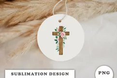 Watercolor Floral cross sublimation Png Product Image 2