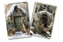 Winter Deer Cottage Junk Journal Pages Product Image 2