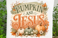 Pumpkin and Jesus Christian Fall Autumn Sublimation SVG Product Image 3