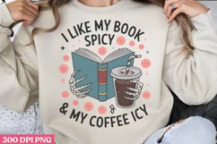 I like my book spicy &amp; my coffee icy PNG, Iced Coffee Mental Product Image 1