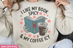 I like my book spicy & my coffee icy PNG, Iced Coffee Mental Product Image 1