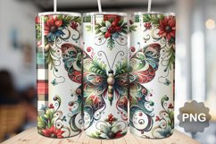Christmas Butterfly Sublimation - 20 Oz Skinny Tumbler Product Image 1