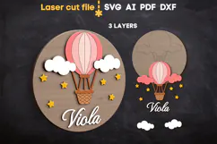 Baby Name Sign Air Balloon SVG laser cut file for Glowforge Product Image 2