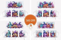 Colorful Halloween Pumpkins Mug PNG, Funny Halloween Mug Product Image 2