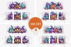 Colorful Halloween Pumpkins Mug PNG, Funny Halloween Mug Product Image 2