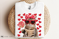 Valentine Cat With Hearts Glasses And Lollipop PNG Product Image 3