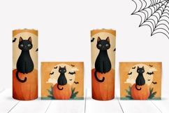 Bats Halloween Tumbler, Halloween Black Cat Tumbler Wrap Product Image 2