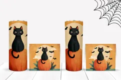 Bats Halloween Tumbler, Halloween Black Cat Tumbler Wrap Product Image 2