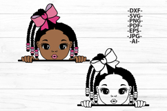 Cute African American Girl SVG Bundle, Outline SVG Product Image 2