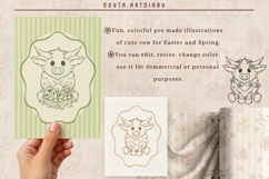 Easter and Spring pre made cute cow arts &amp; seamless pattern Product Image 2
