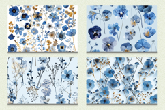 Blue Winter Pressed Flowers Cutting Boards sublimation Desig Product Image 2