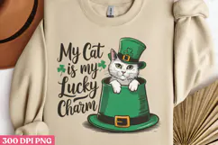 My Cat Is My Lucky PNG, St Patricks Day Cat Sublimation Product Image 2