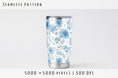 Blue Watercolor Floral Seamless Pattern Elegant Botanical Product Image 2