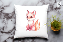 Cute Pink Fox Watercolor Clipart Sublimation PNG Product Image 2