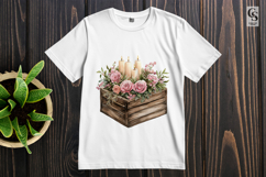 Wood Box Candle Flower Clipart Sublimation PNG Product Image 2