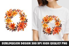 Autumn Fall Floral Frame Sublimation T-Shirt Design Product Image 1