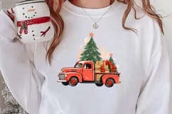 Red Christmas Truck Sublimation Clipart, Christmas PNG Product Image 2