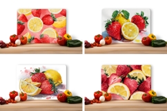Fruits Cutting Board, Lemon Cutting Board, Watercolor Fruits Product Image 2