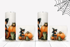 Cartoon Witch Tumbler, Watercolor Halloween Pumpkin Tumbler Product Image 2