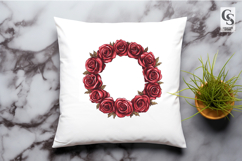 Red Rose Floral Wreath Illustration Clipart Sublimation PNG Product Image 3