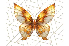 Stained Glass Butterfly PNG Colorful Clipart for Sublimation Product Image 2
