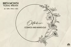 October Birth Month Flower Wreath SVG PNG EPS Product Image 2